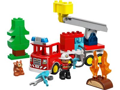 Image of the LEGO Fire Truck with Hose and Firefighter