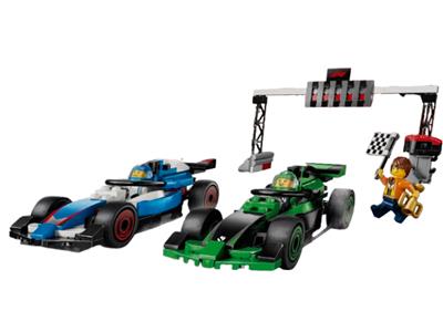 Image of the LEGO F1 Grid with VCARB & Sauber Race Cars